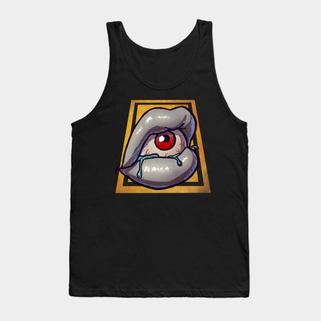 White Lip Service Tank Top by OssuanArt